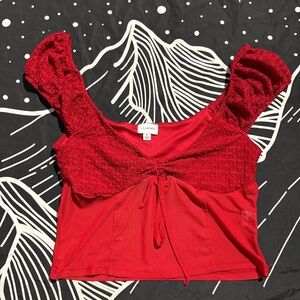 La Hearts Scarlet Smocked Blouse